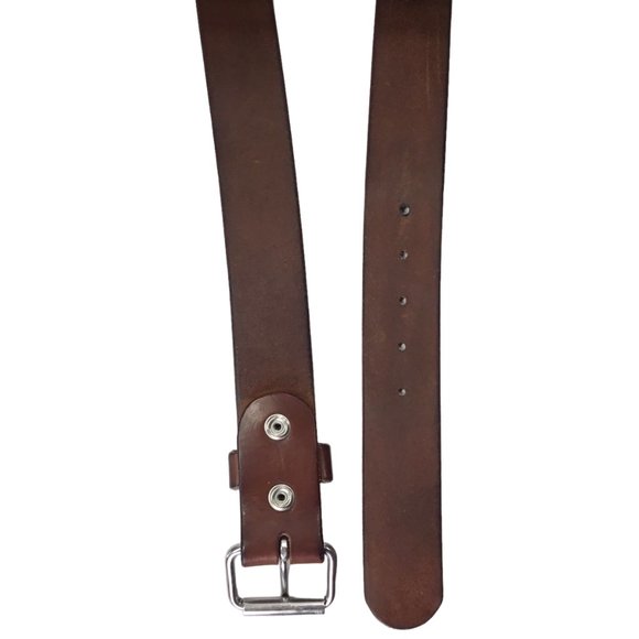 Men's Belt Leather Super Heavy Duty Thick Wide Sturdy Brown Work Roller Buckle - Picture 4 of 6